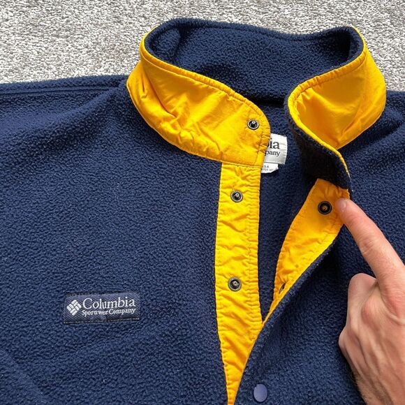 Columbia Steens Mountain Fleece Jacket Mens 3XL Blue 1/4 Snap Button Zip Pocket - Picture 4 of 13